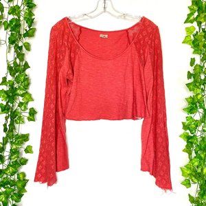 UO Crop Top 100% Cotton Urban Outfitters Ecote Long Sleeve M Boho Hippie Lace